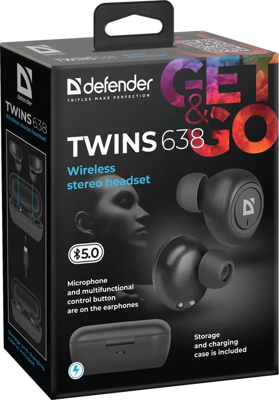 Defender - Bežične stereo slušalice Twins 638