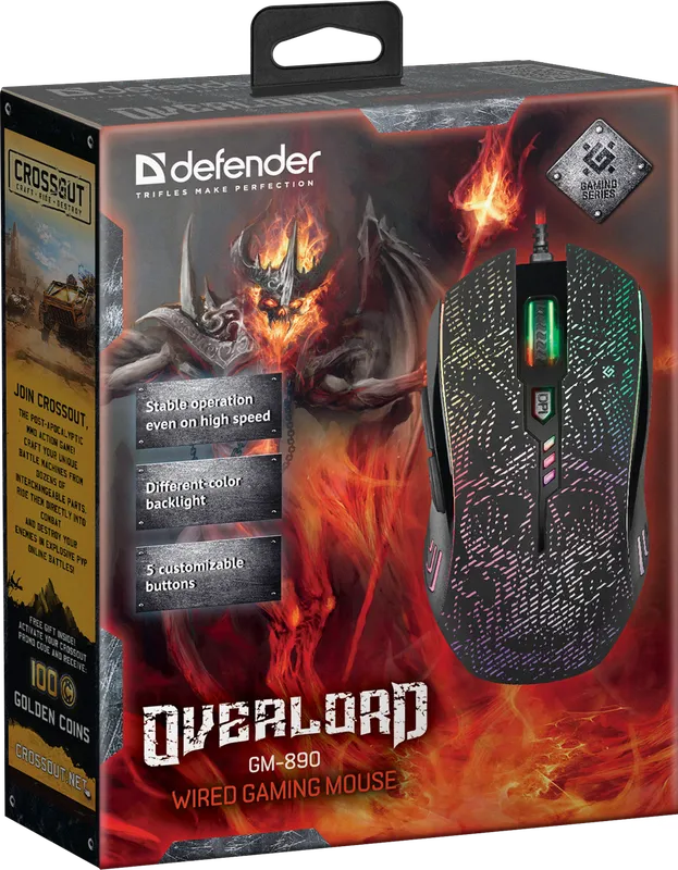 Defender - Žičani gaming miš OverLord GM-890