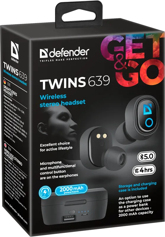 Defender - Bežične stereo slušalice Twins 639