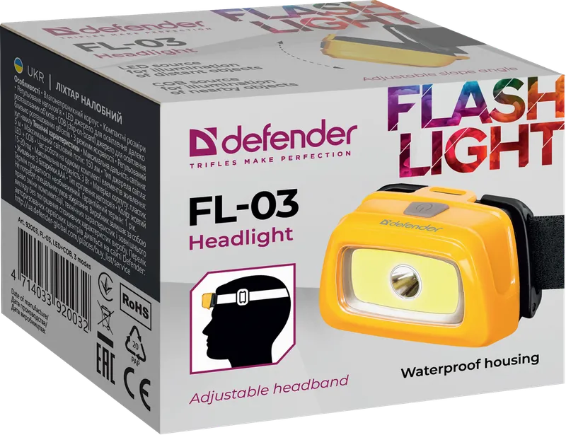 Defender - Glavno svjetlo FL-03, LED+COB, 3 modes