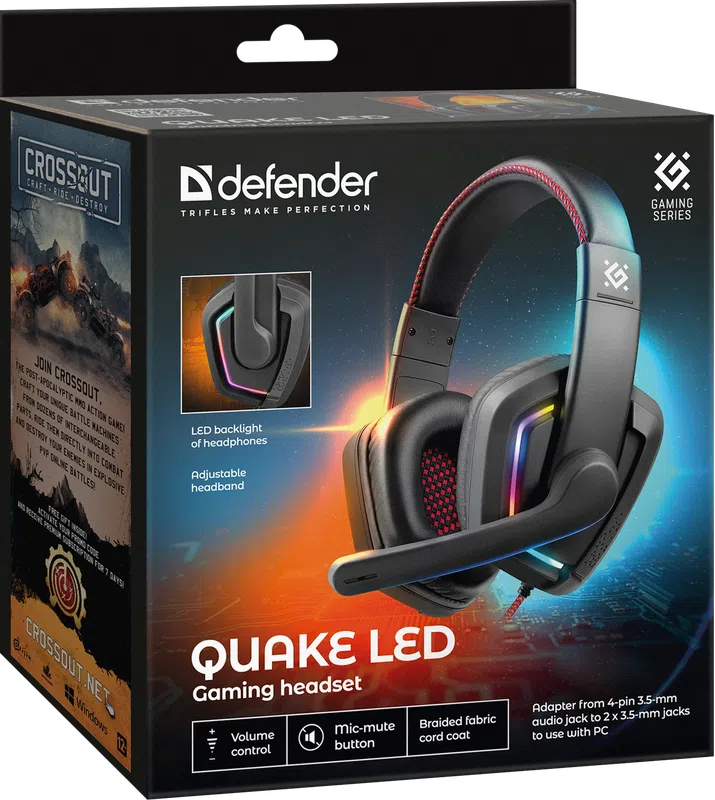 Defender - Gaming slušalica s mikrifonom Quake LED