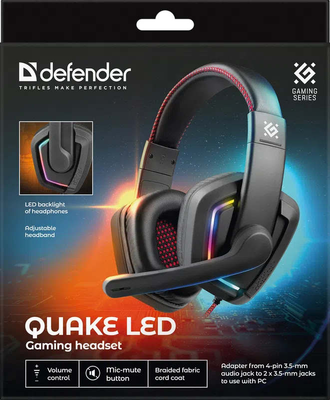 Defender - Gaming slušalica s mikrifonom Quake LED